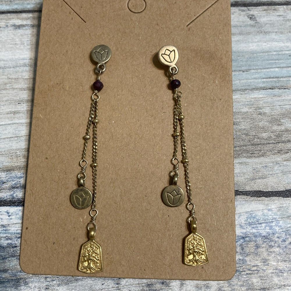 Drop Dangle Chain Statement Earrings 2.5" Gold To… - image 1